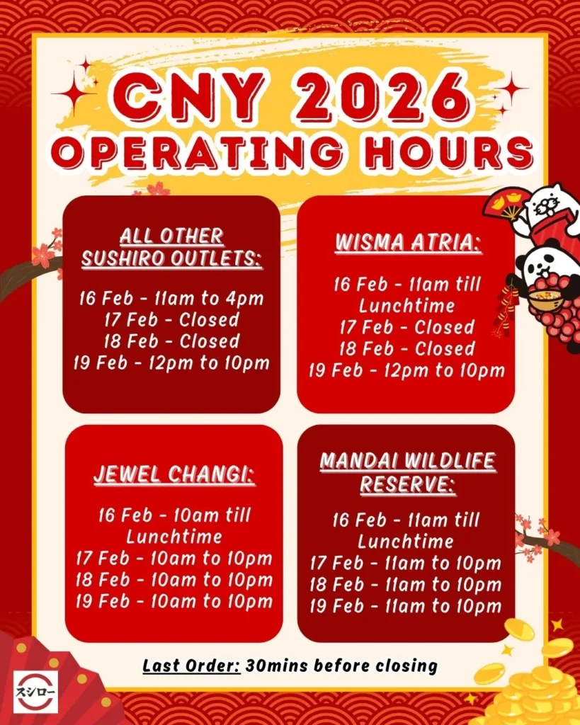 An image shows officially mentioned 2026 Operating Hours Outlets in Singapore